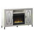 TV Stand for TVs up to 60 with Electric Fireplace and Mirrored Cabinet Doors