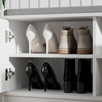 Shoe Storage Bench Storage Entryway Bench Door Cabinet Cushioned