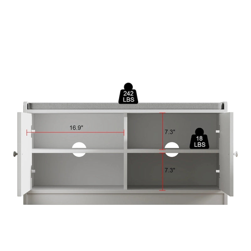 Shoe Storage Bench Storage Entryway Bench Door Cabinet Cushioned