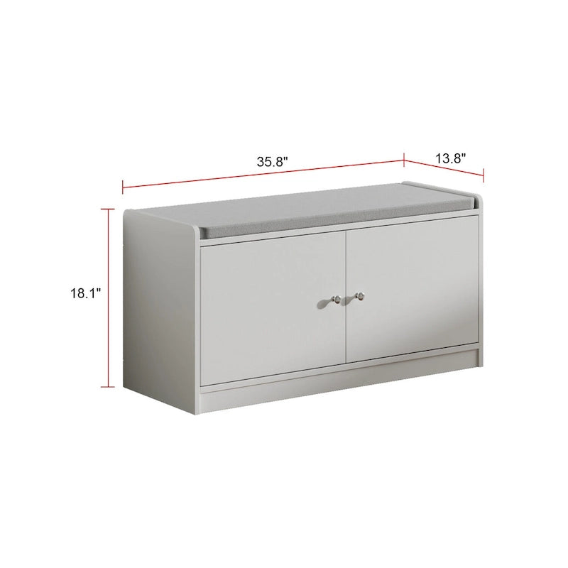 Shoe Storage Bench Storage Entryway Bench Door Cabinet Cushioned