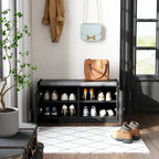 Shoe Storage Bench Storage Entryway Bench Door Cabinet Cushioned