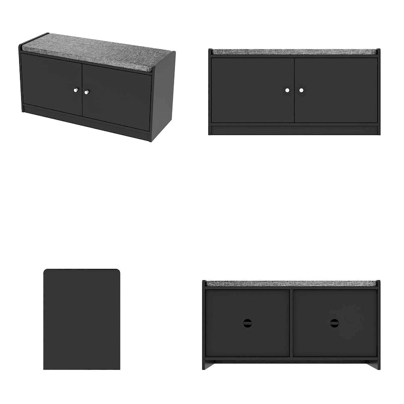 Shoe Storage Bench Storage Entryway Bench Door Cabinet Cushioned