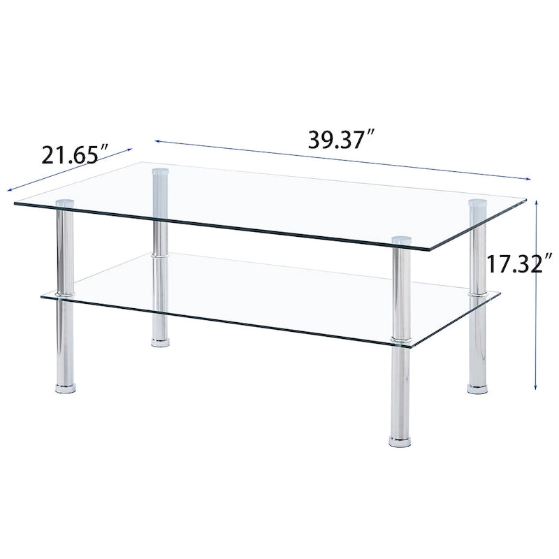 Clear Tempered Glass Glass Coffee Table for Living Room