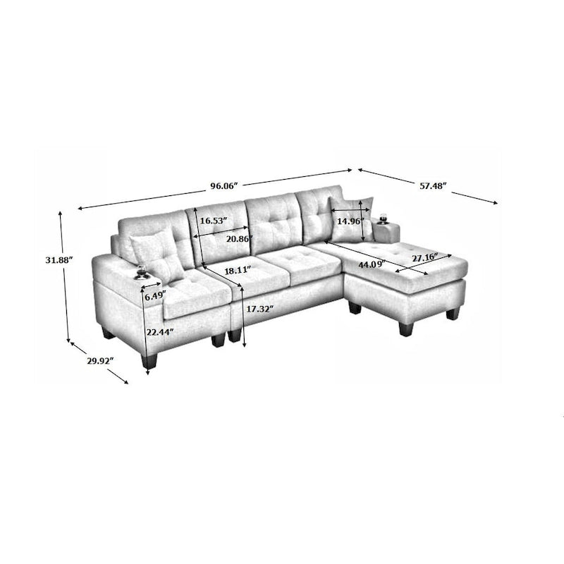 Modern Sectional Sofa with Reversible Chaise