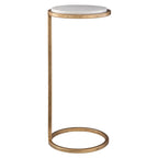 Copper Grove Aged Gold Iron and Solid White Marble Accent Table
