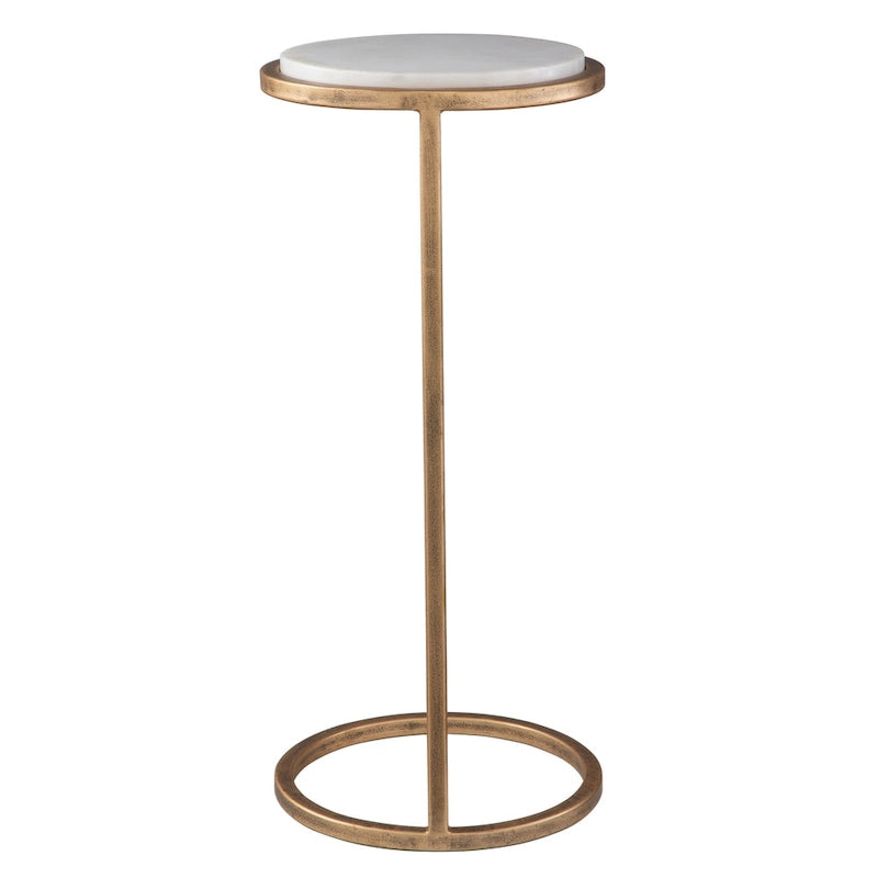 Copper Grove Aged Gold Iron and Solid White Marble Accent Table