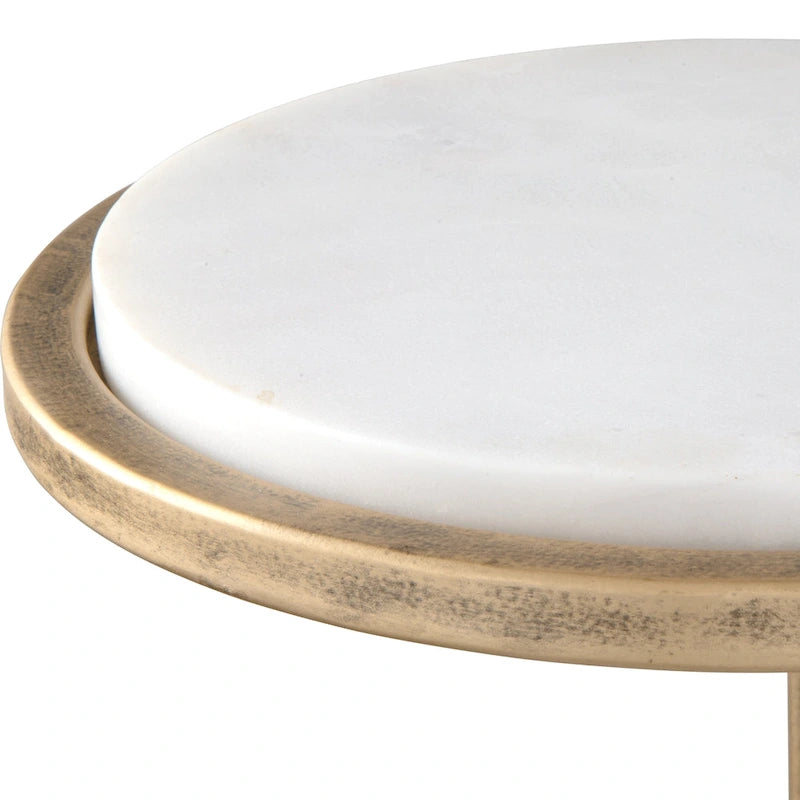 Copper Grove Aged Gold Iron and Solid White Marble Accent Table