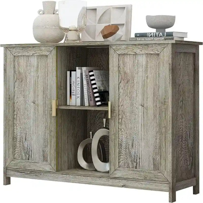 Credenza Buffet Cabinet Wooden Coffee Bar Cabinet - 11.8D x 39.4W x 30.7H