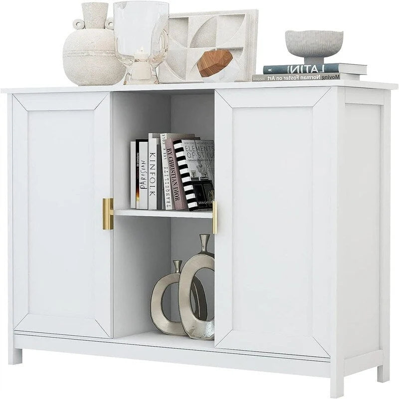 Credenza Buffet Cabinet Wooden Coffee Bar Cabinet - 11.8D x 39.4W x 30.7H