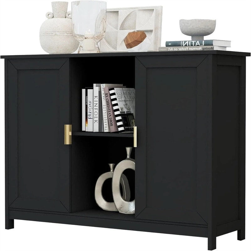 Credenza Buffet Cabinet Wooden Coffee Bar Cabinet - 11.8D x 39.4W x 30.7H