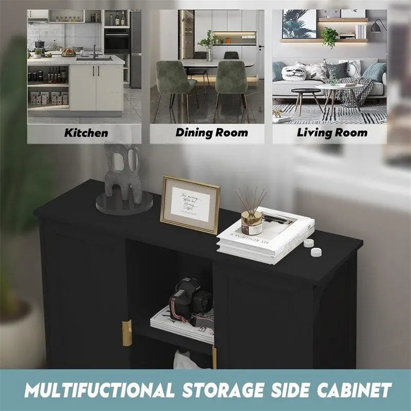 Credenza Buffet Cabinet Wooden Coffee Bar Cabinet - 11.8D x 39.4W x 30.7H