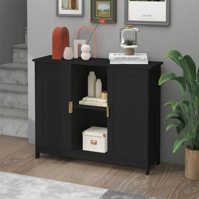 Credenza Buffet Cabinet Wooden Coffee Bar Cabinet - 11.8D x 39.4W x 30.7H
