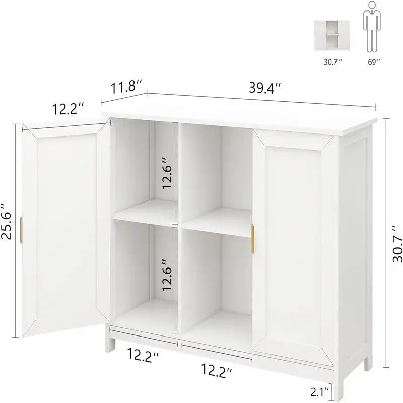 Credenza Buffet Cabinet Wooden Coffee Bar Cabinet - 11.8D x 39.4W x 30.7H