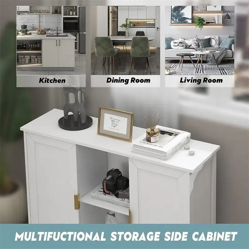 Credenza Buffet Cabinet Wooden Coffee Bar Cabinet - 11.8D x 39.4W x 30.7H