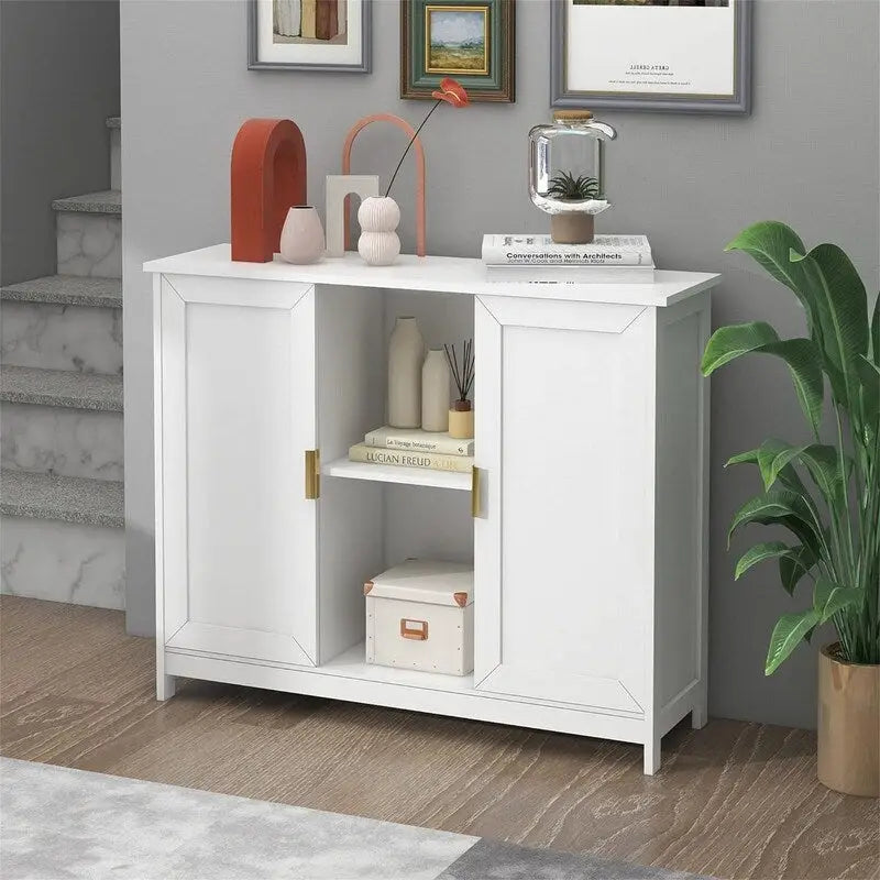 Credenza Buffet Cabinet Wooden Coffee Bar Cabinet - 11.8D x 39.4W x 30.7H