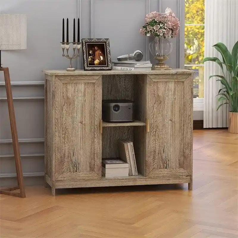Credenza Buffet Cabinet Wooden Coffee Bar Cabinet - 11.8D x 39.4W x 30.7H
