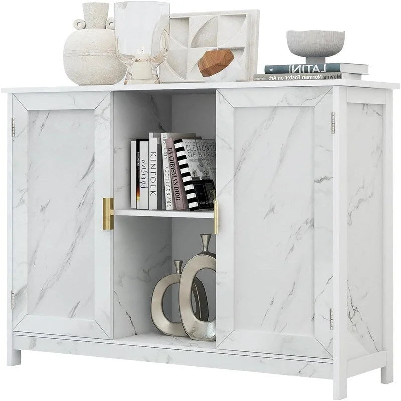 Credenza Buffet Cabinet Wooden Coffee Bar Cabinet - 11.8D x 39.4W x 30.7H