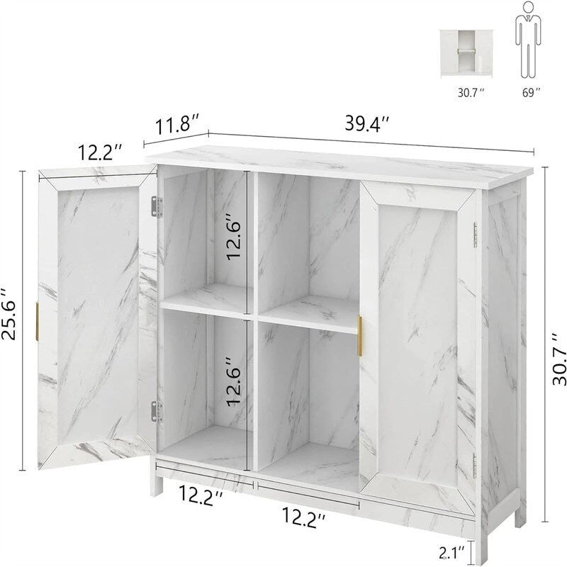 Credenza Buffet Cabinet Wooden Coffee Bar Cabinet - 11.8D x 39.4W x 30.7H