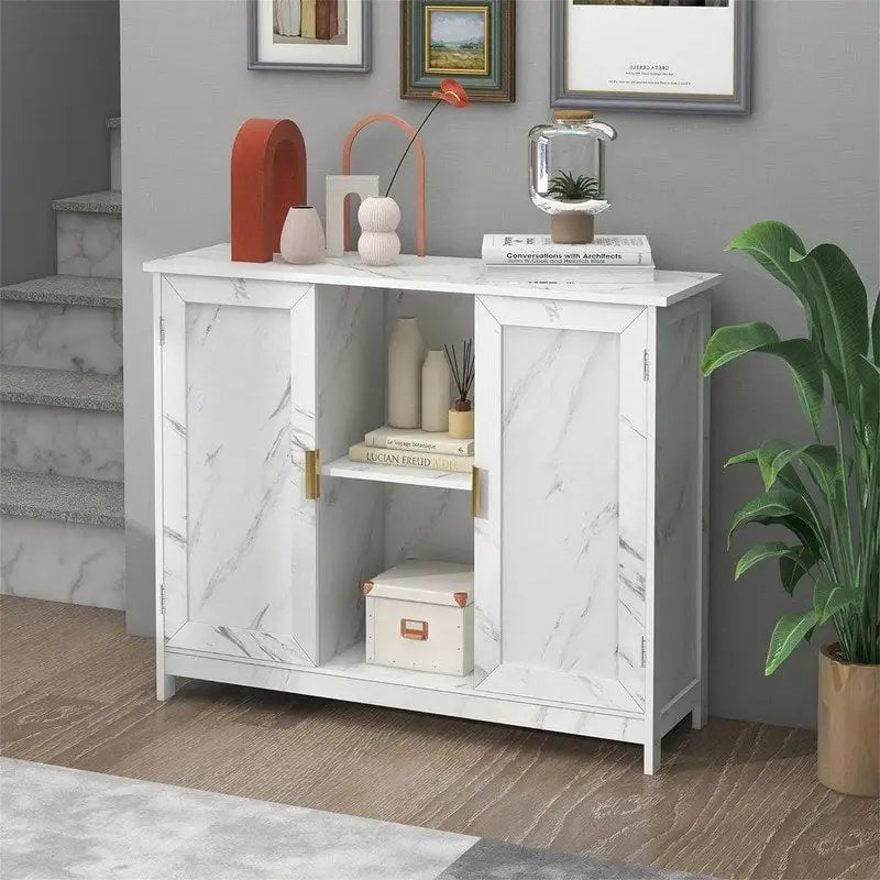 Credenza Buffet Cabinet Wooden Coffee Bar Cabinet - 11.8D x 39.4W x 30.7H