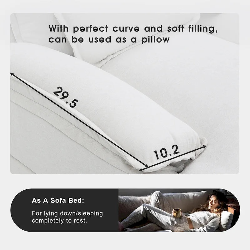 [VIDEO provided][New]109.8*55.9 Modern U-shaped Sectional Sofa with Waist Pillows,6-seat Upholstered Symmetrical Sofa Furniture