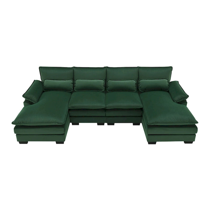 [VIDEO provided][New]109.8*55.9 Modern U-shaped Sectional Sofa with Waist Pillows,6-seat Upholstered Symmetrical Sofa Furniture