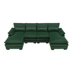 [VIDEO provided][New]109.8*55.9 Modern U-shaped Sectional Sofa with Waist Pillows,6-seat Upholstered Symmetrical Sofa Furniture