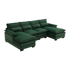 [VIDEO provided][New]109.8*55.9 Modern U-shaped Sectional Sofa with Waist Pillows,6-seat Upholstered Symmetrical Sofa Furniture