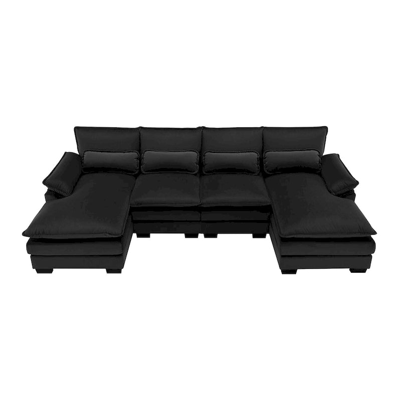 [VIDEO provided][New]109.8*55.9 Modern U-shaped Sectional Sofa with Waist Pillows,6-seat Upholstered Symmetrical Sofa Furniture