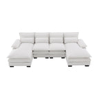 [VIDEO provided][New]109.8*55.9 Modern U-shaped Sectional Sofa with Waist Pillows,6-seat Upholstered Symmetrical Sofa Furniture