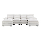 [VIDEO provided][New]109.8*55.9 Modern U-shaped Sectional Sofa with Waist Pillows,6-seat Upholstered Symmetrical Sofa Furniture