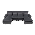 [VIDEO provided][New]109.8*55.9 Modern U-shaped Sectional Sofa with Waist Pillows,6-seat Upholstered Symmetrical Sofa Furniture