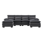 [VIDEO provided][New]109.8*55.9 Modern U-shaped Sectional Sofa with Waist Pillows,6-seat Upholstered Symmetrical Sofa Furniture