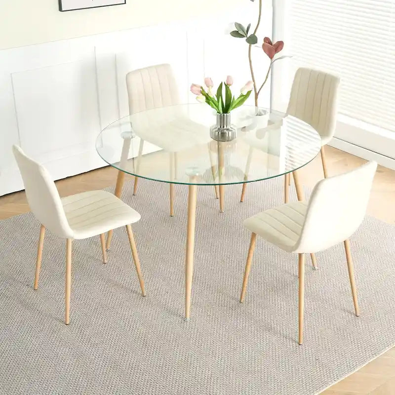 Modern simple glass table, high-quality tempered glass metal material