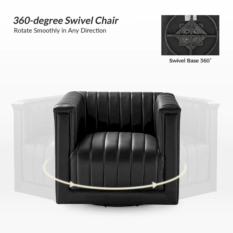 Esteban Modern Leather Upholstered Swivel Barrel Chair Set of 2 by HULALA HOME