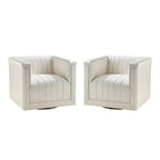 Esteban Modern Leather Upholstered Swivel Barrel Chair Set of 2 by HULALA HOME