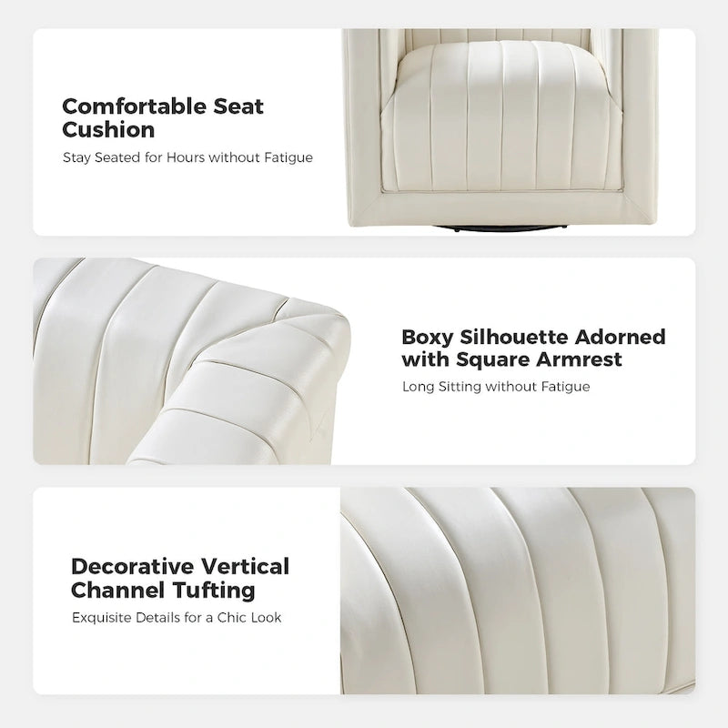 Esteban Modern Leather Upholstered Swivel Barrel Chair Set of 2 by HULALA HOME