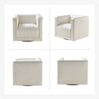 Esteban Modern Leather Upholstered Swivel Barrel Chair Set of 2 by HULALA HOME