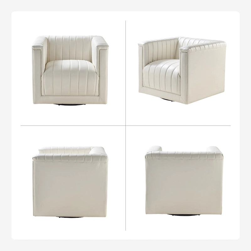 Esteban Modern Leather Upholstered Swivel Barrel Chair Set of 2 by HULALA HOME