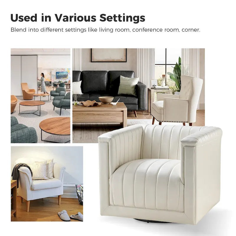 Esteban Modern Leather Upholstered Swivel Barrel Chair Set of 2 by HULALA HOME