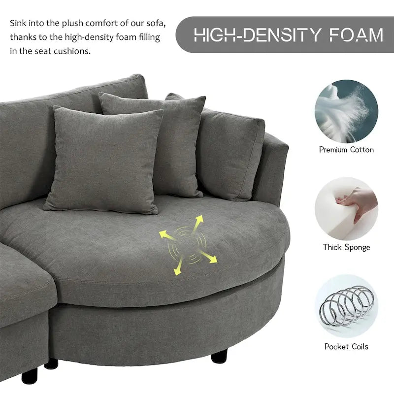 Merax Indoor Cushioned Combination Sofas with Curved Seat