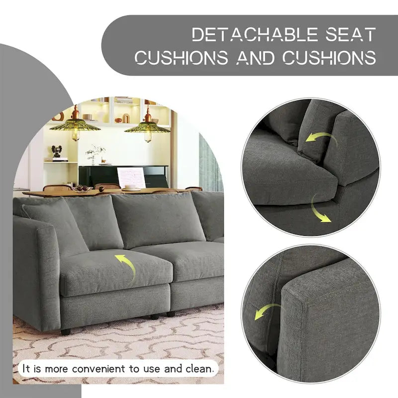 Merax Indoor Cushioned Combination Sofas with Curved Seat