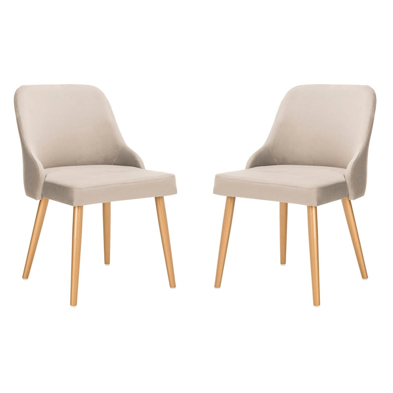 SAFAVIEH Nobie 18.3 Upholstered Dining Chair - Grey / Gold (Set of 2) - 21 x 22 x 31 - 21Wx22Dx31H