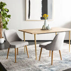 SAFAVIEH Nobie 18.3 Upholstered Dining Chair - Grey / Gold (Set of 2) - 21 x 22 x 31 - 21Wx22Dx31H