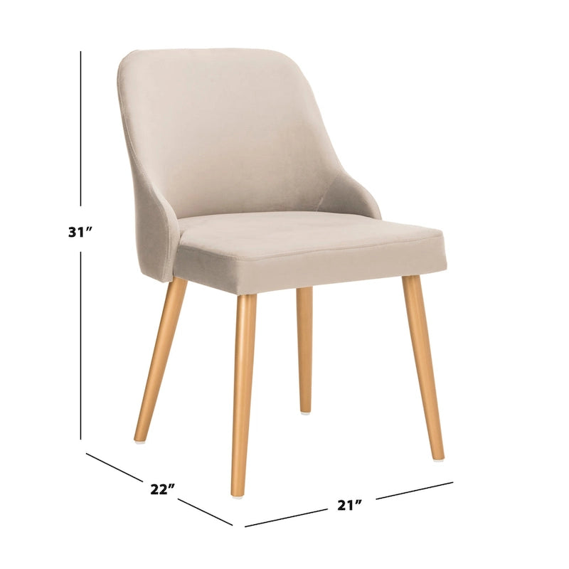 SAFAVIEH Nobie 18.3 Upholstered Dining Chair - Grey / Gold (Set of 2) - 21 x 22 x 31 - 21Wx22Dx31H