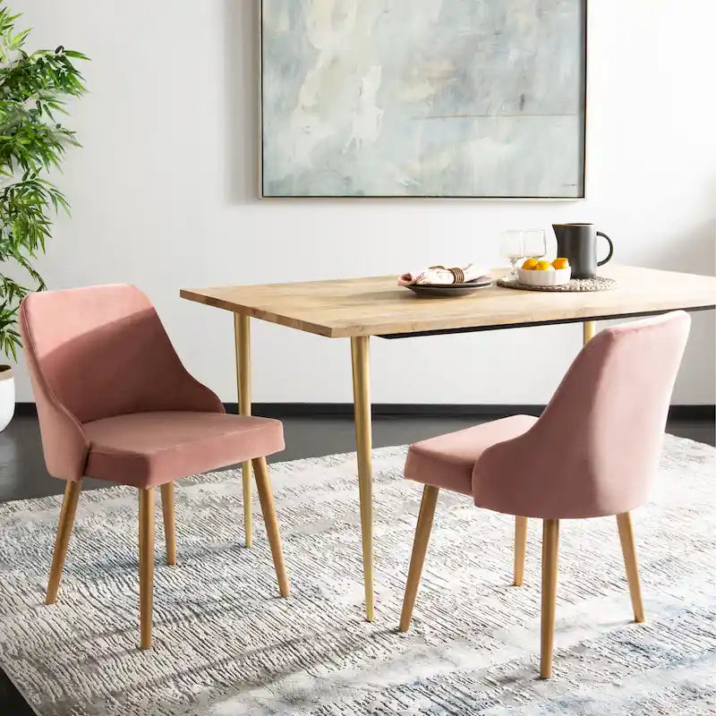 SAFAVIEH Nobie 18.3 Upholstered Dining Chair - Grey / Gold (Set of 2) - 21 x 22 x 31 - 21Wx22Dx31H