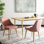 SAFAVIEH Nobie 18.3 Upholstered Dining Chair - Grey / Gold (Set of 2) - 21 x 22 x 31 - 21Wx22Dx31H