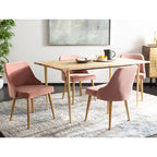 SAFAVIEH Nobie 18.3 Upholstered Dining Chair - Grey / Gold (Set of 2) - 21 x 22 x 31 - 21Wx22Dx31H