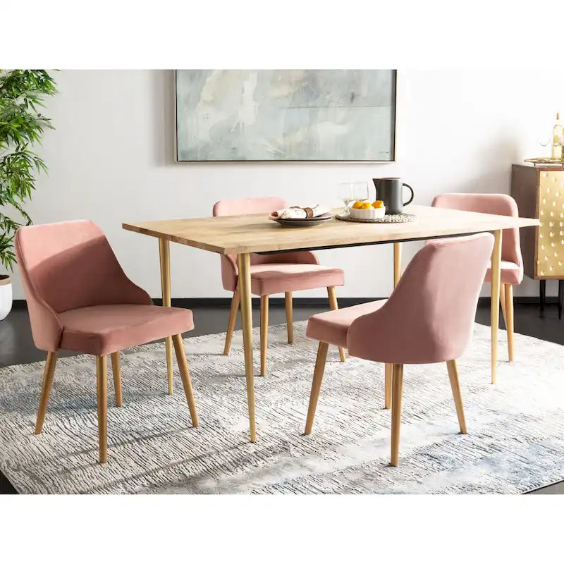 SAFAVIEH Nobie 18.3 Upholstered Dining Chair - Grey / Gold (Set of 2) - 21 x 22 x 31 - 21Wx22Dx31H