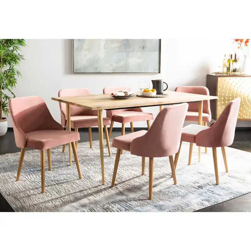 SAFAVIEH Nobie 18.3 Upholstered Dining Chair - Grey / Gold (Set of 2) - 21 x 22 x 31 - 21Wx22Dx31H