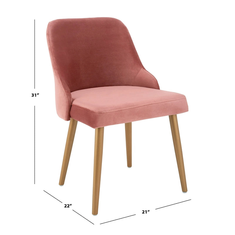 SAFAVIEH Nobie 18.3 Upholstered Dining Chair - Grey / Gold (Set of 2) - 21 x 22 x 31 - 21Wx22Dx31H